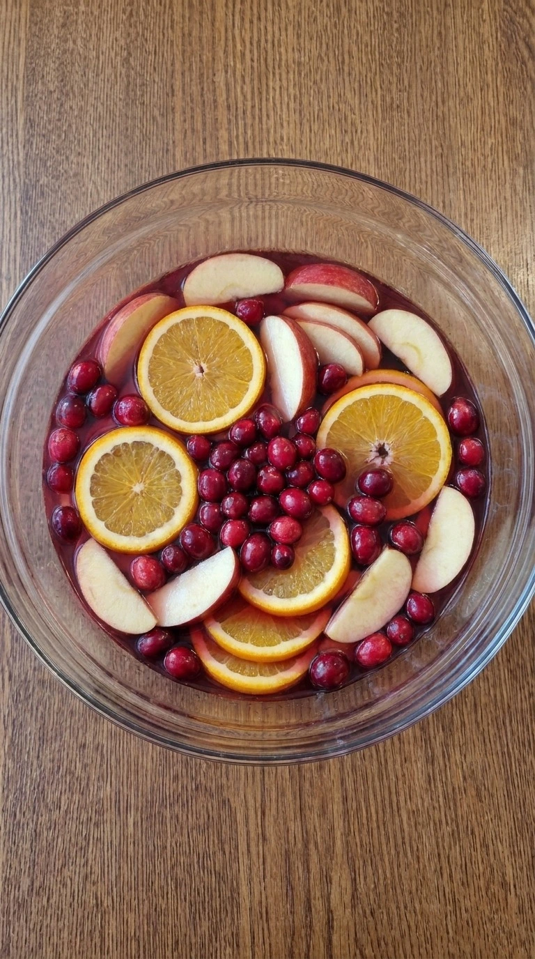 Non Alcoholic Christmas Punch fruit and juices blending before serving Recipe focus: easy christmas punch non alcoholic.